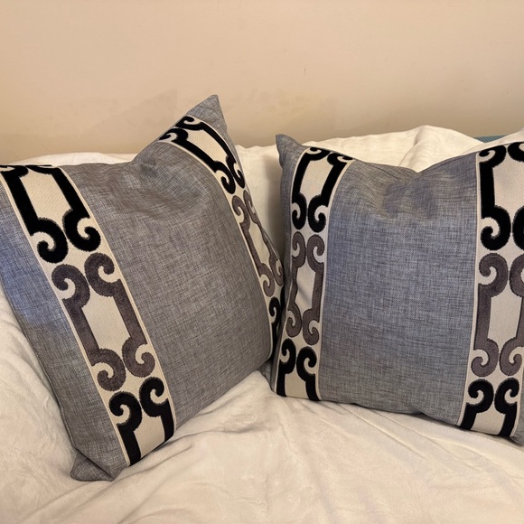 D.V. Kap Home St.RaphaelBlack and Gray Patterned Accent Down Pillows (Pair)